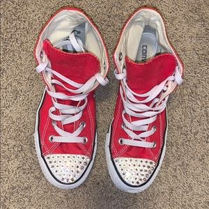 Red high top converse blinged out